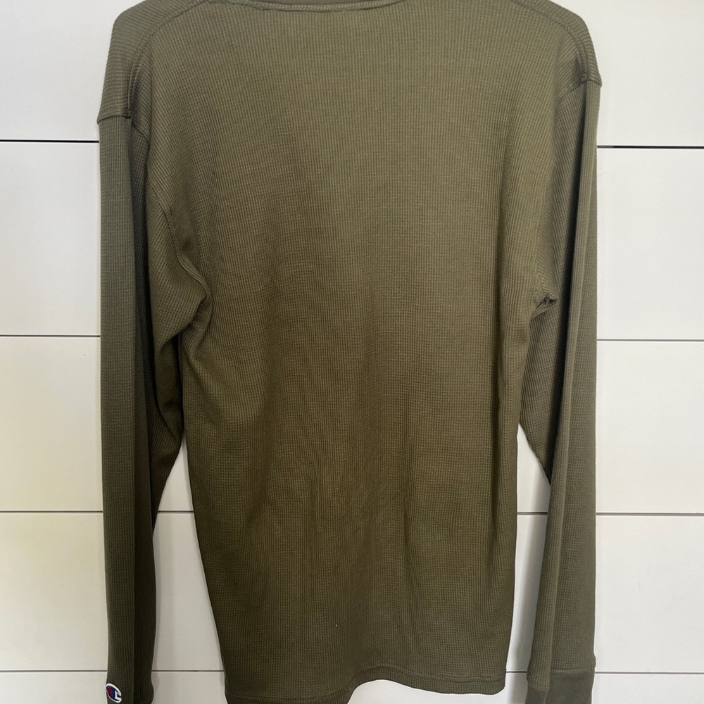 NWT Champion Olive Green Long-Sleeve Graphic Thermal Shirt - Picture 3 of 4